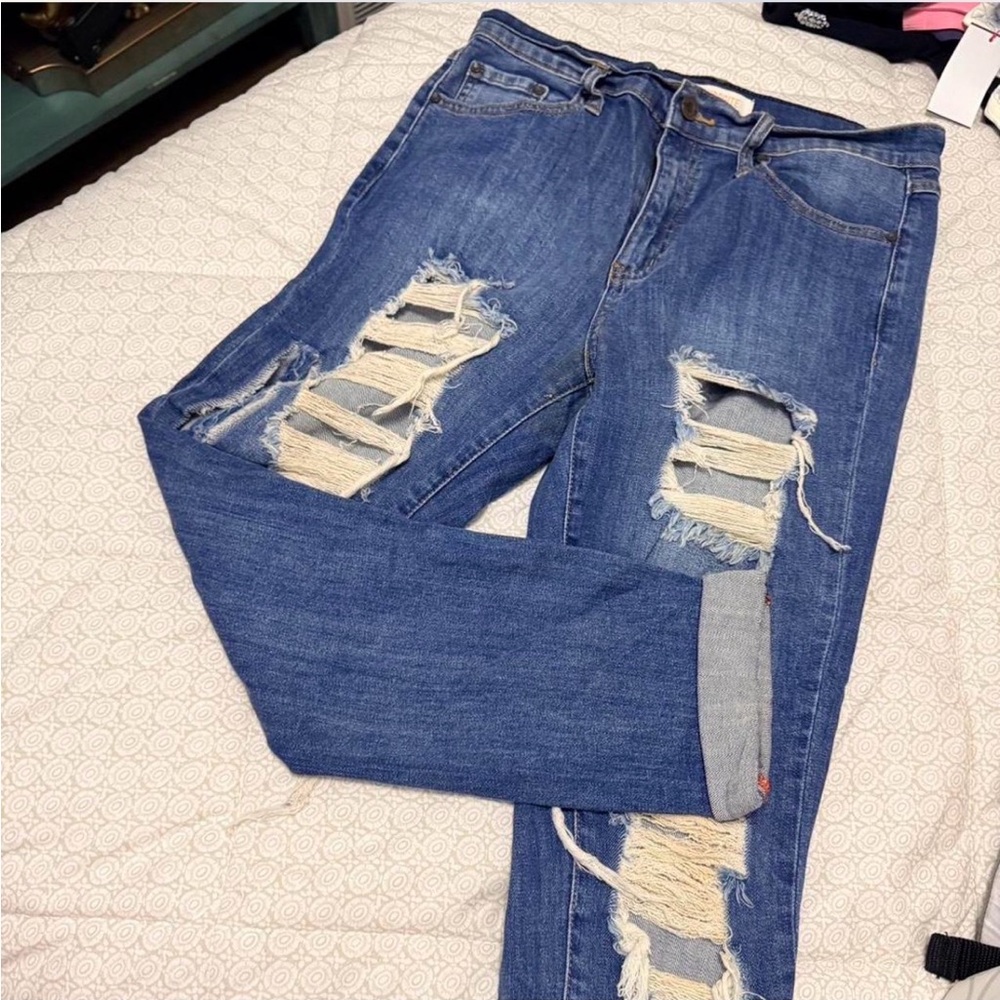 Aphrodite Ripped Blue Skinny Jeans